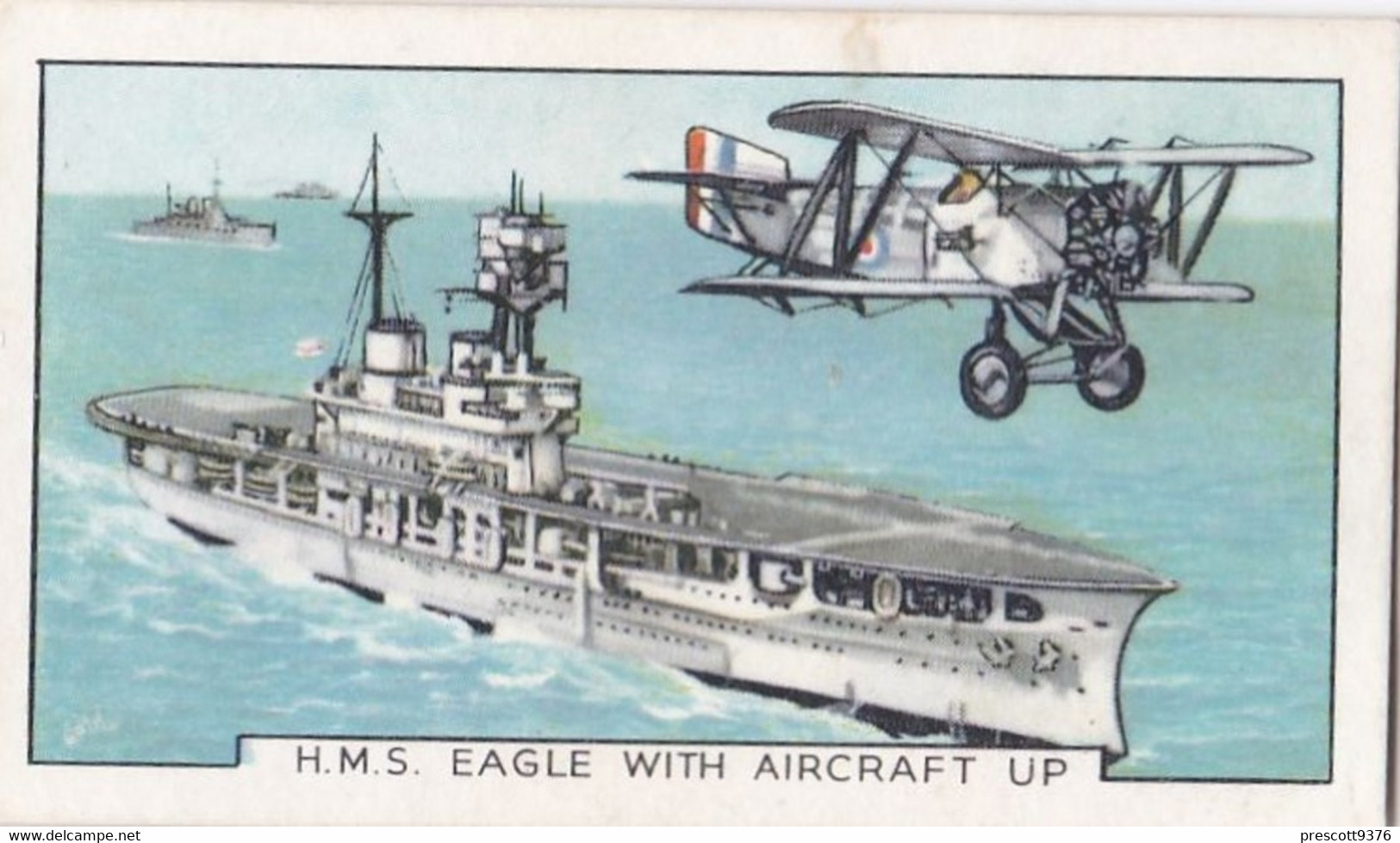 The Navy 1937 - 23 Aircraft Carrier, HMS Eagle  - Gallaher Cigarette Card - Original - Military - Gallaher