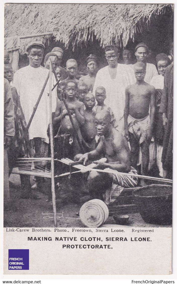 Sierra Leone / Freetown 1934 CPA Postcard Making Clothes Homme Torse Nu Ethnique Garçon Noir Black Ethnic Boy Nude A68-5 - Sierra Leone