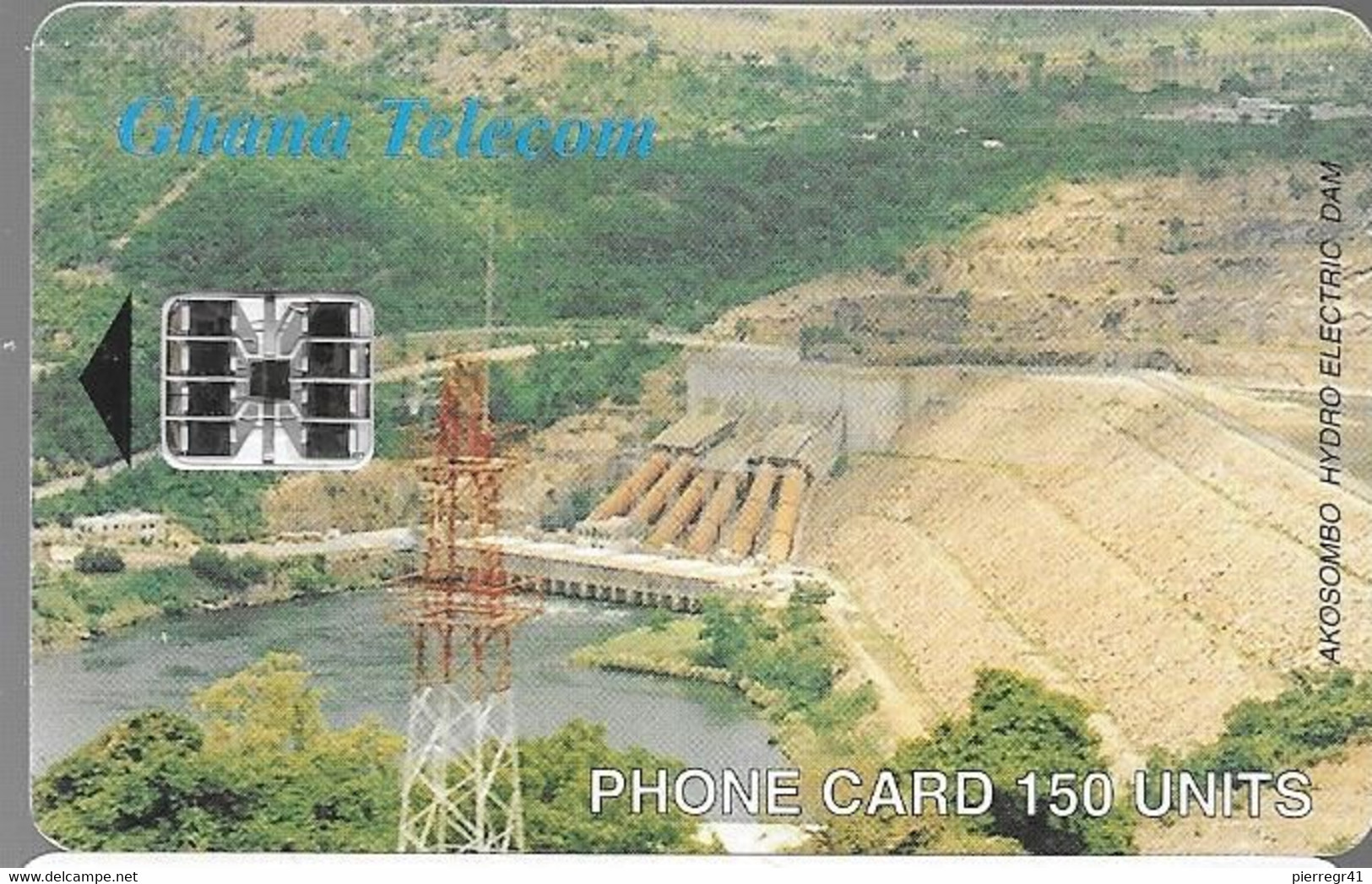 CARTE-PUCE-SC7-01/98-GHANA-SCHLUMBERGER-150U-BARRAGE AKOSOMBO-V° N°Rge 01825800-UTILISE-TBE -RARE - - Ghana