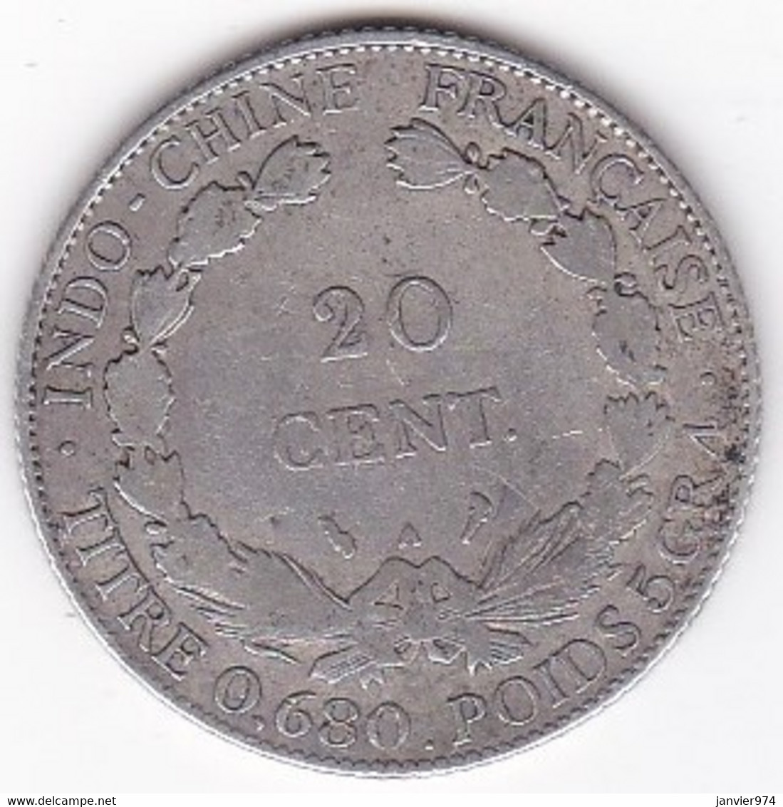 Indochine Française. 20 Cent 1927 . En Argent, Lec# 226 - Französisch-Indochina
