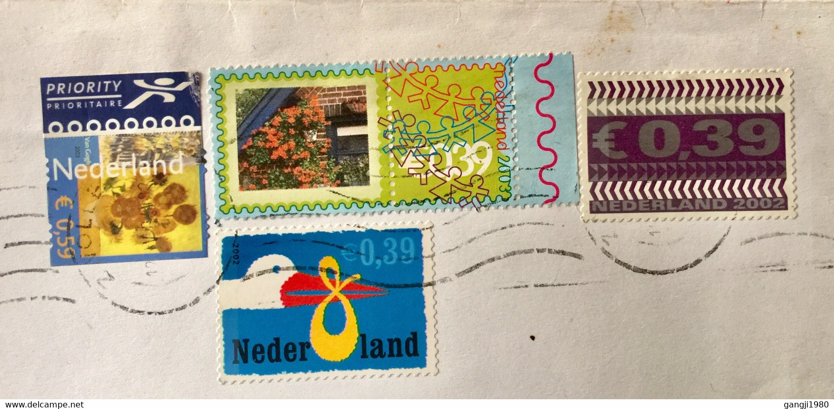 NEDERLAND 2004, USED AIRMAIL COVER ZOWLLE TO MARIJAMPOLE ,LITHUANIA 4 STAMPS SE-TENENT,BIRD,ART ,FLOWER,POT ,ART ,PAINTI - Briefe U. Dokumente