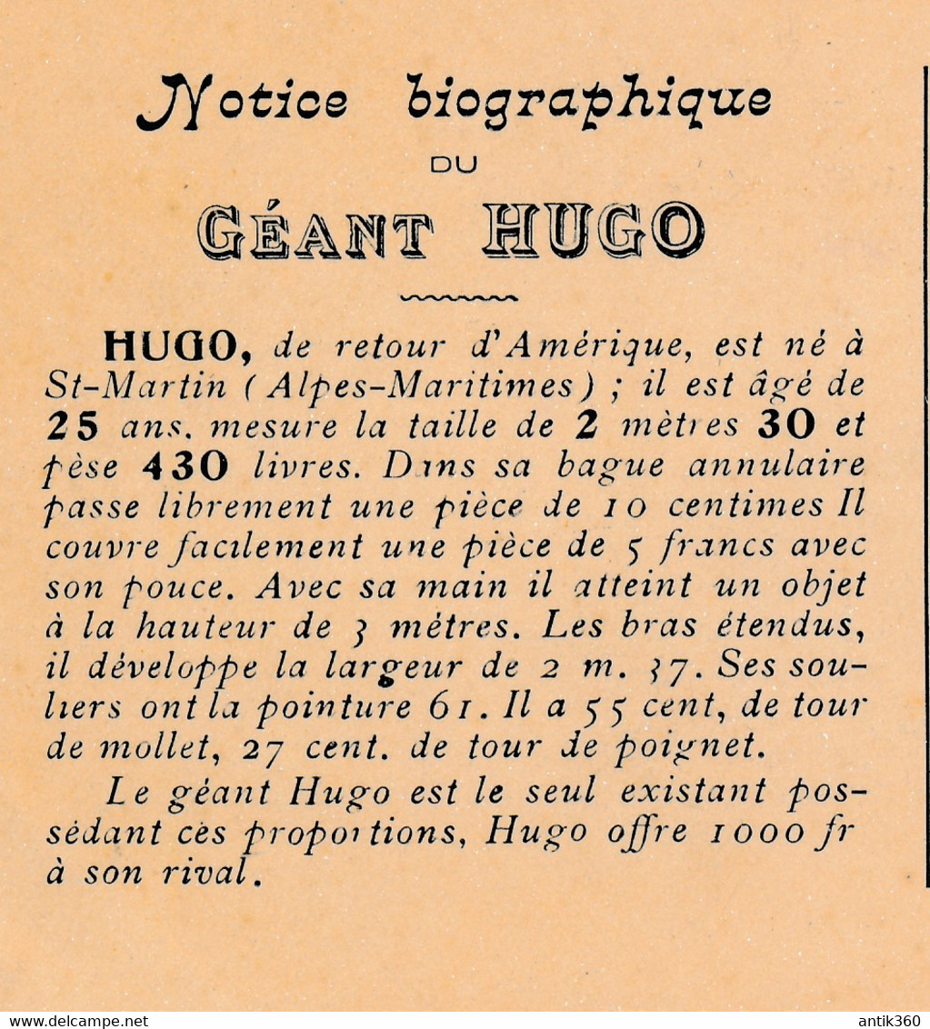 CPA Cirque HUGO Le Plus Grand Des Géants Existant Sur Terre Né à Saint Martin Alpes Maritimes - Zirkus