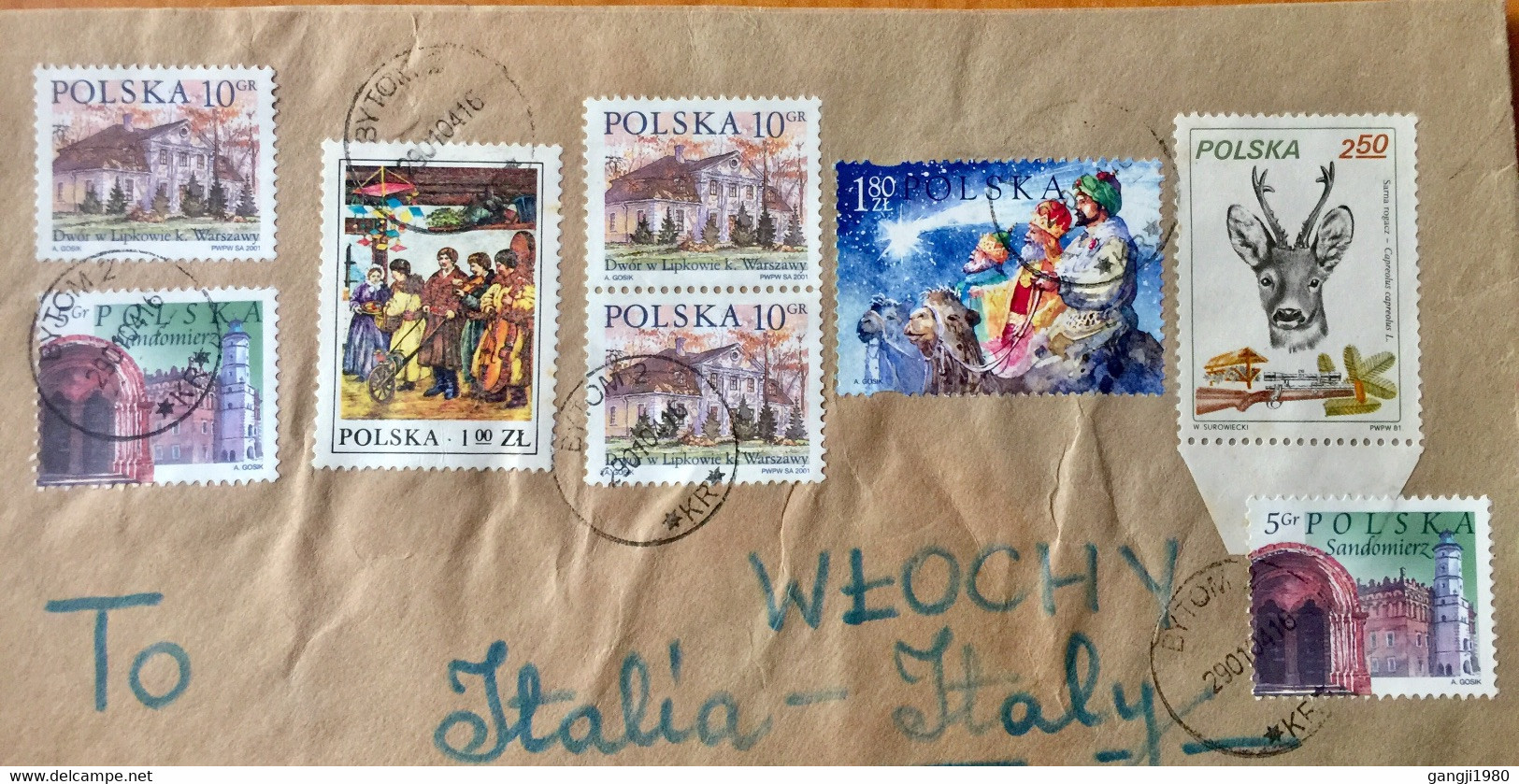 POLAND 2004, USED COVER,BYTOM TO SWITZERLAND 8 STAMPS ,ANIMAL,CHRISTMAS,BUILDING,PAIACE ,RIFFLE ,MEN ,WOMEN - Lettres & Documents