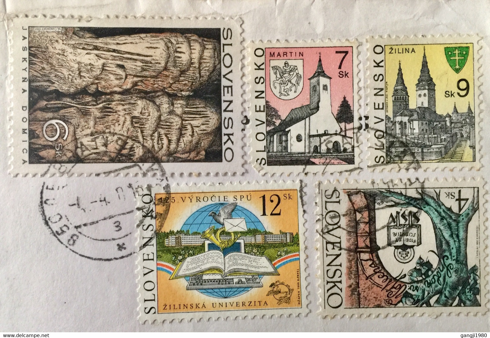 SLOVAKIA 2000, REGISTERED AIRMAIL COVER TO INDIA,5 STAMPS ,MARTIN ZILINA ,ZILINSKA UNIVERSITY JASKYNA DOMICA ,TREE - Storia Postale