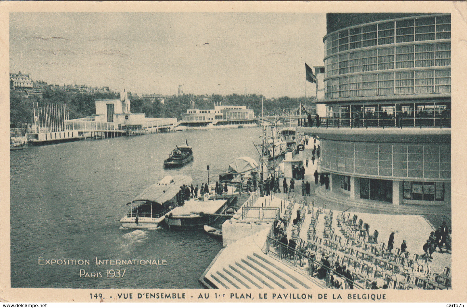 Expositions - Paris 1937 - Vue D'ensemble - Pavillon De La Belgique - Postmarked 1937 - Expositions