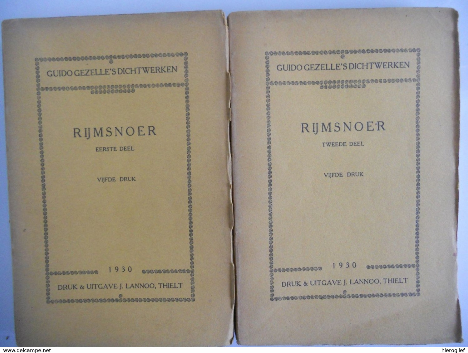 GUIDO GEZELLE 's DICHTWERKEN - RIJMSNOER - 2 Delen 1930 Brugge Roeselare Kortrijk - Poésie