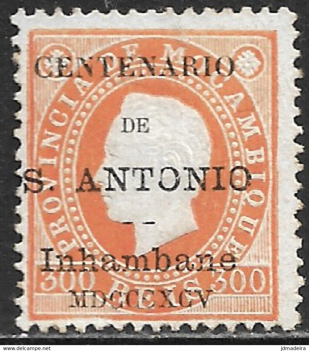 Inhambane – 1895 King Luiz Overprinted CENTENARIO STO ANTONIO 300 Réis Mint Stamp - Inhambane