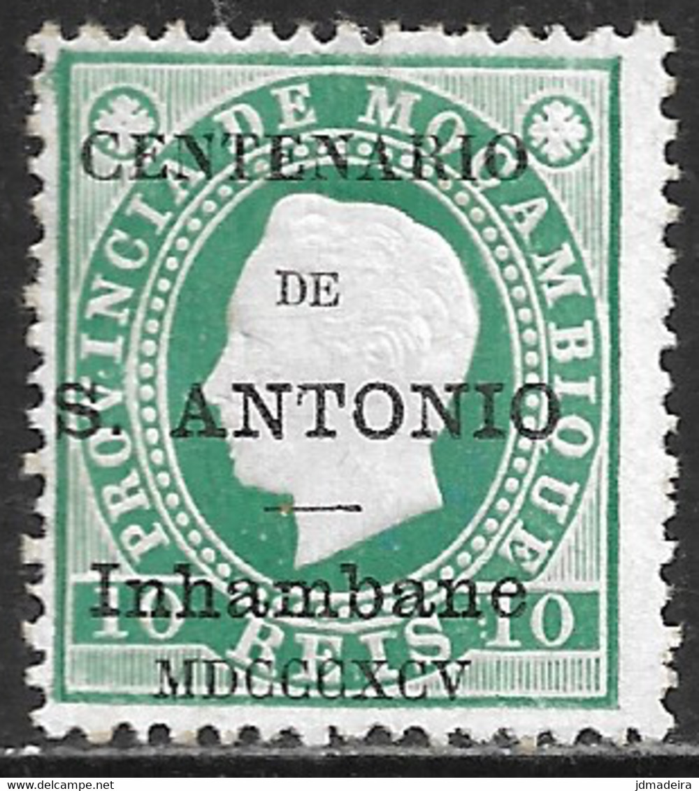 Inhambane – 1895 King Luiz Overprinted CENTENARIO STO ANTONIO 10 Réis Mint Stamp - Inhambane