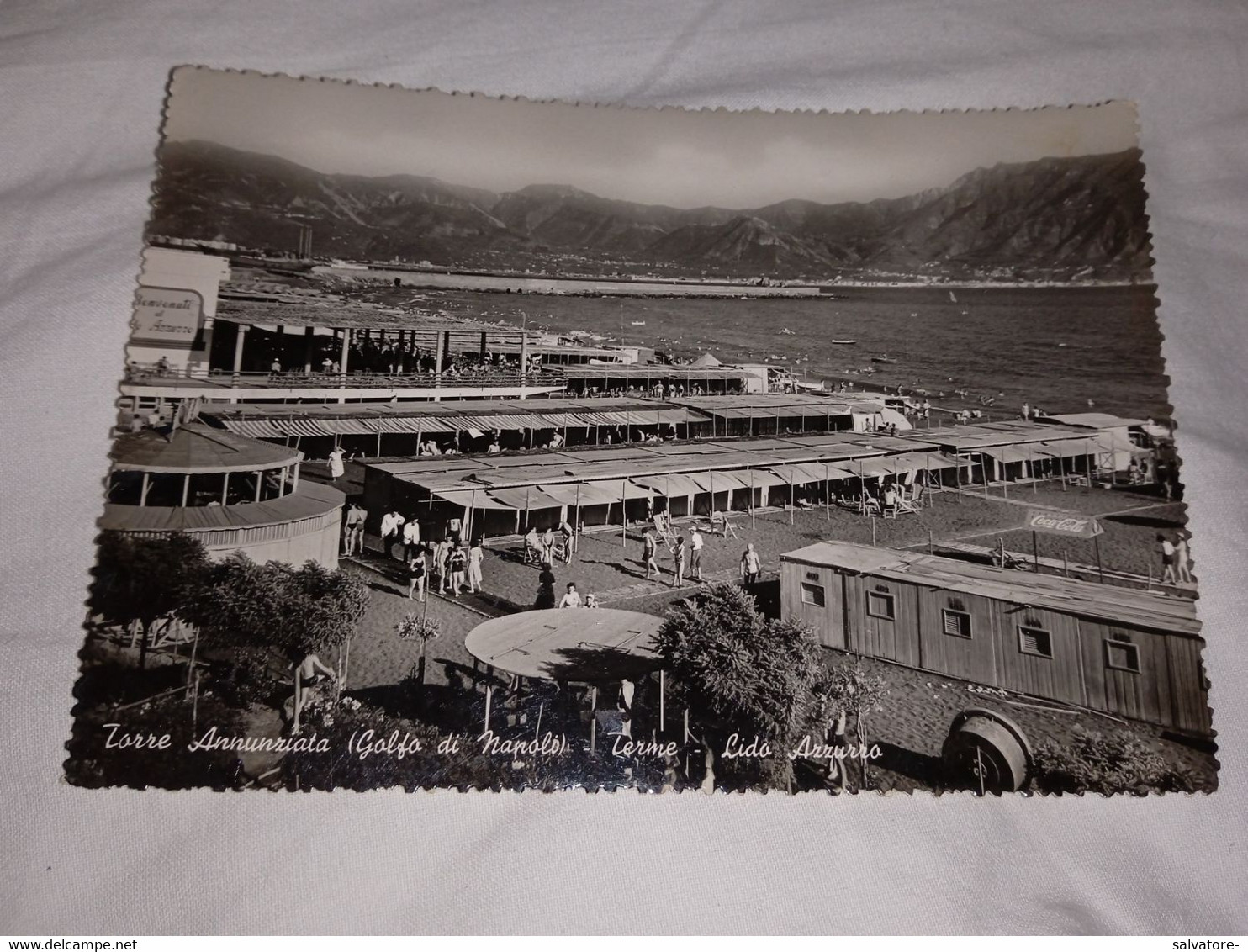 CARTOLINA TORRE ANNUNZIATA ( GOLFO DI NAPOLI ) TERME- LIDO AZZURRO- VIAGGIATA 1953 - Torre Annunziata