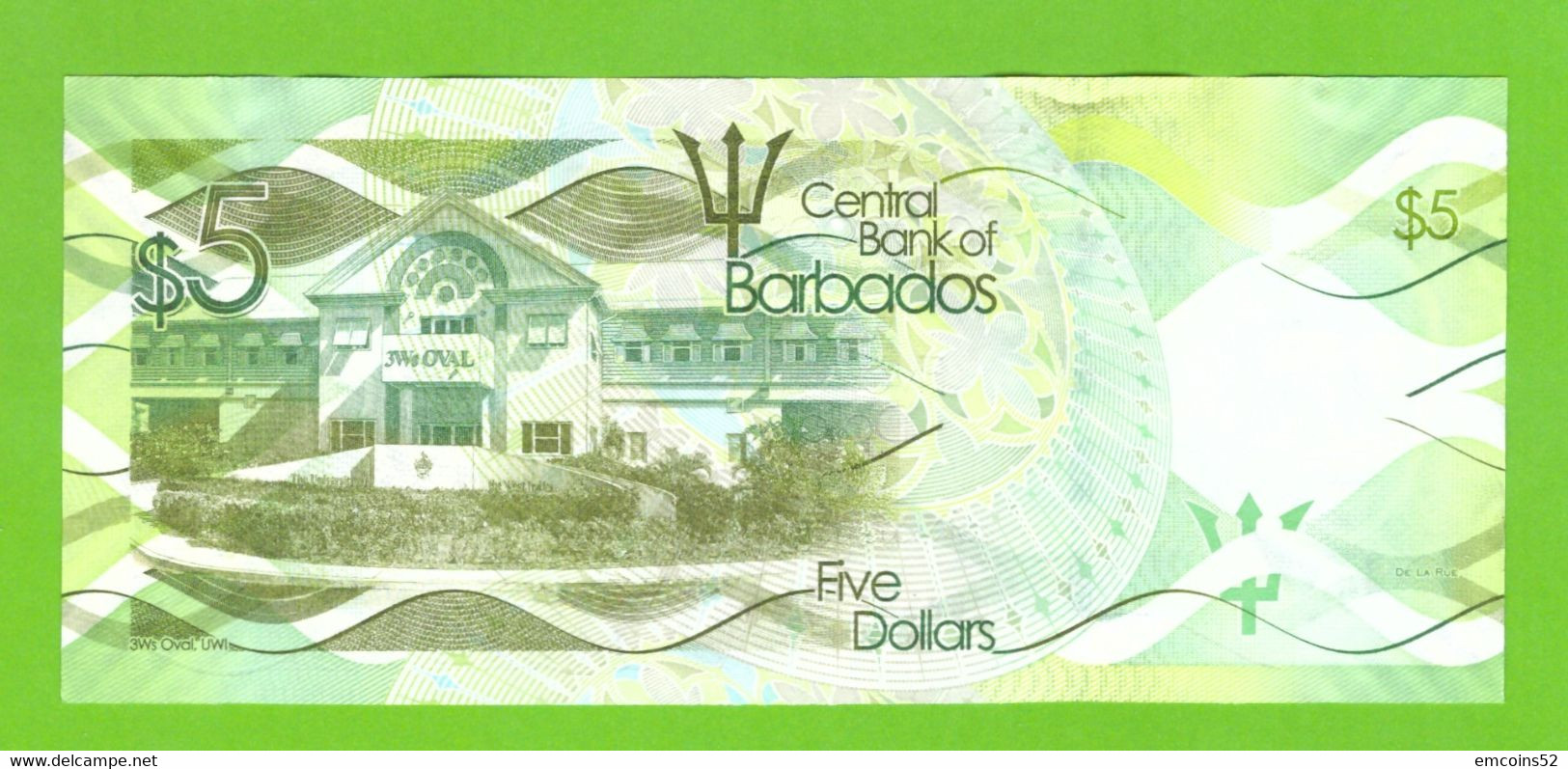 BARBADOS 5 DOLLARS 2013  P-74a  UNC - Barbados (Barbuda)