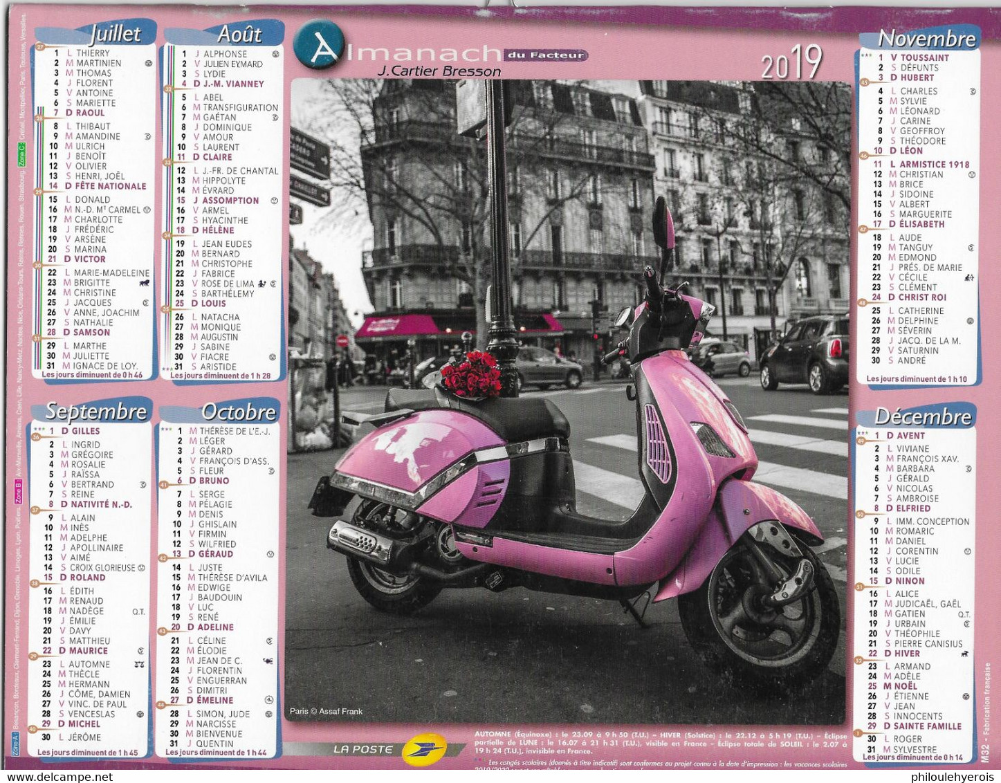 CALENDRIER 2019  ASSAF FRANCK Photographe Photos De Paris Et New York - Grossformat : 2001-...