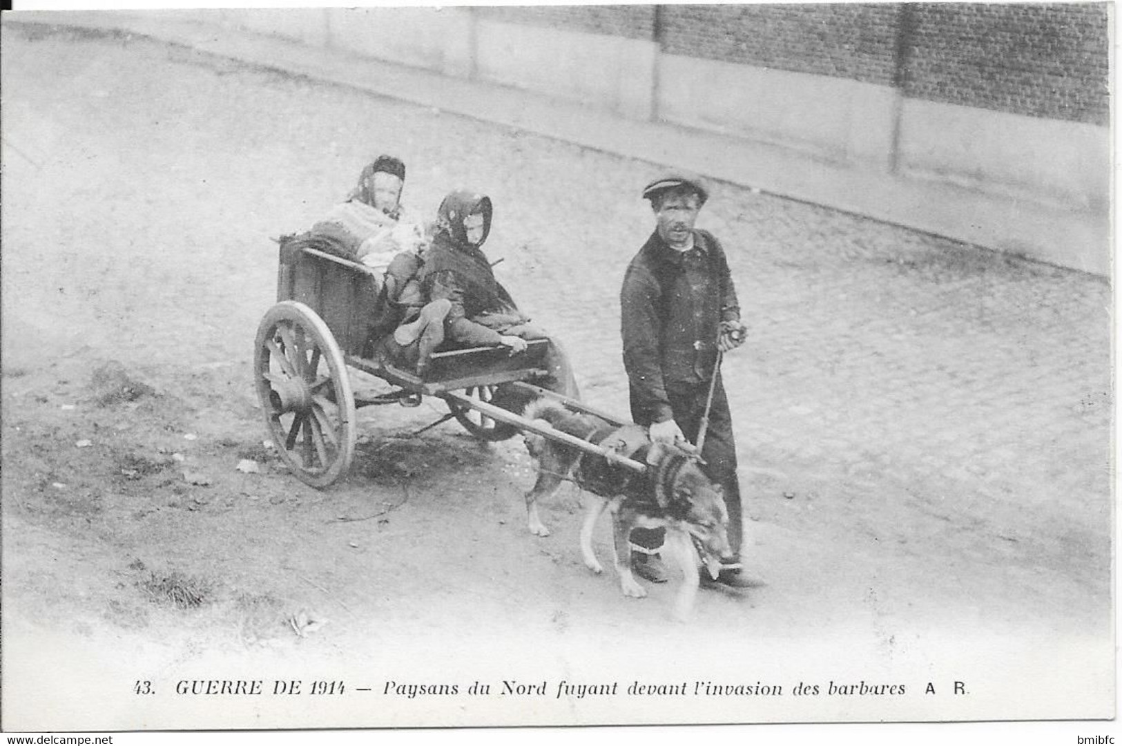 Attelage De Chien - Guerre De 1914 - Paysans Du Nord Fuyant Devant L'invasion Des Barbares - Attelages