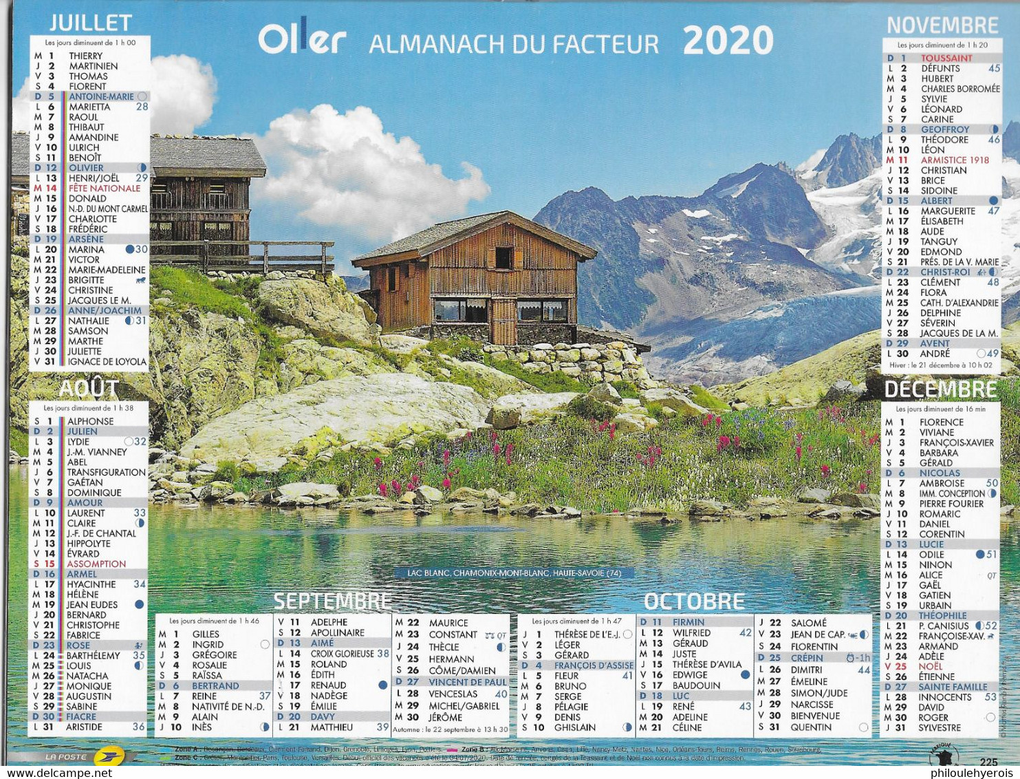 CALENDRIER 2020 MASSIF DE LA VANOISE (73) Et LAC BLANC CHAMONIX MONT-BLANC (74) - Grossformat : 2001-...