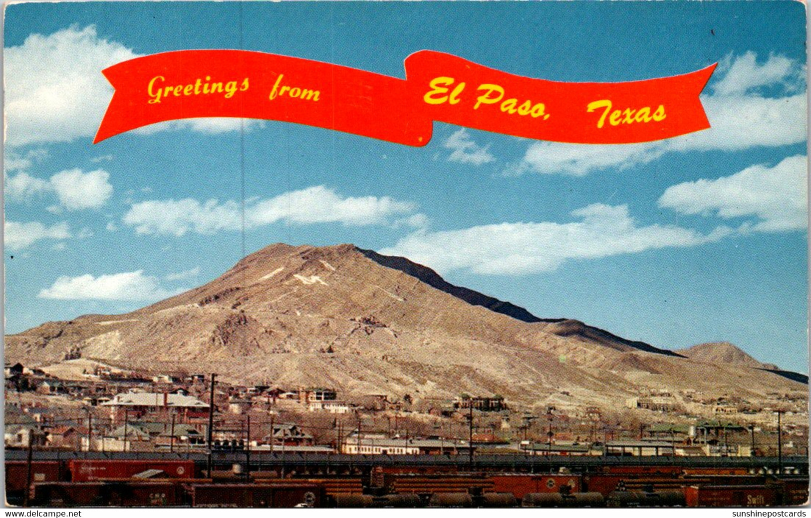 Texas El Paso Greetings Showing Mount Franklin 1961 - El Paso