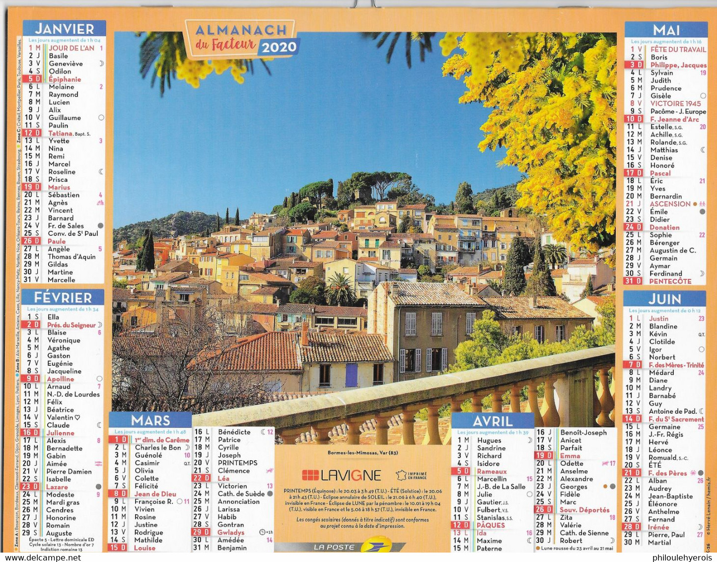 CALENDRIER 2020 BORMES LES MIMOSAS (83) Et MARTIGUES (13) - Groot Formaat: 2001-...