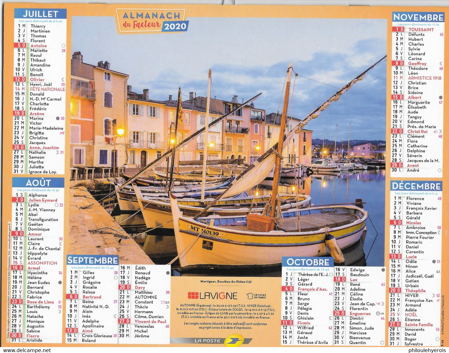 CALENDRIER 2020 BORMES LES MIMOSAS (83) Et MARTIGUES (13) - Tamaño Grande : 2001-...