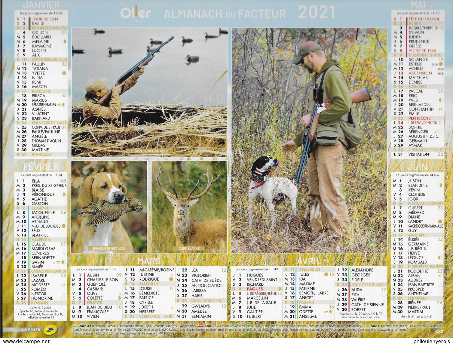 CALENDRIER 2021 CHASSE éditions Cartonnées Superbe - Formato Grande : 2001-...