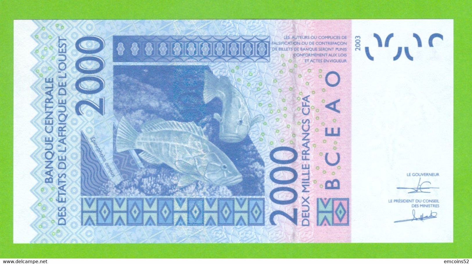 IVORY COAST W.A.S. 2000 FRANCS 2018  P-116Ar  UNC - Stati Dell'Africa Occidentale
