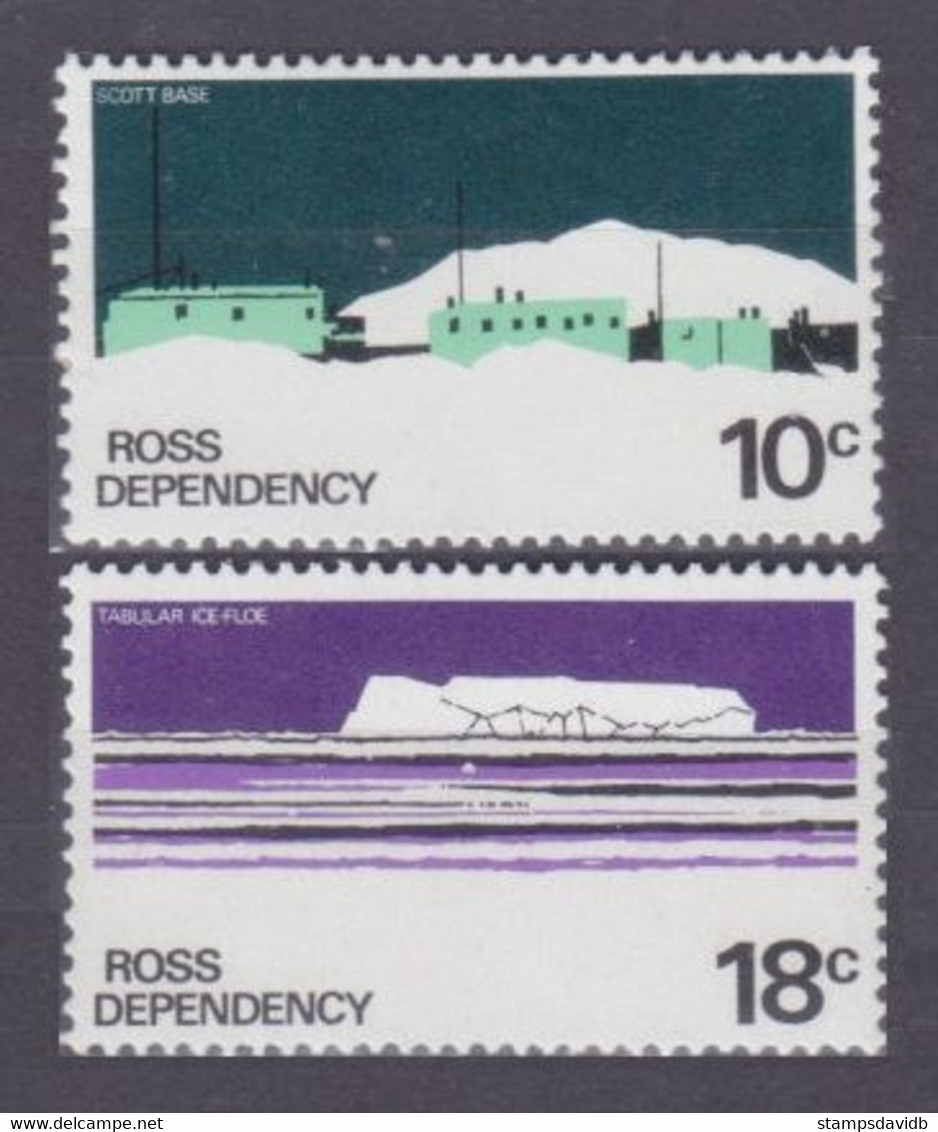 1972 Ross Dependency 13-14 Antarctica Landscape - Unused Stamps