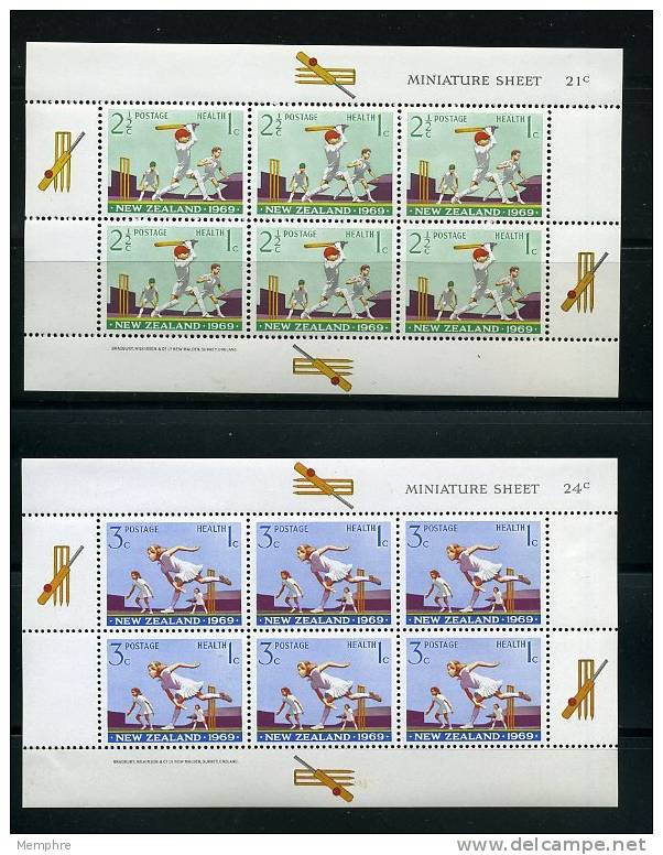 1969   Health Stamps Miniature Sheets Set Of 2  Cricket - Blocs-feuillets