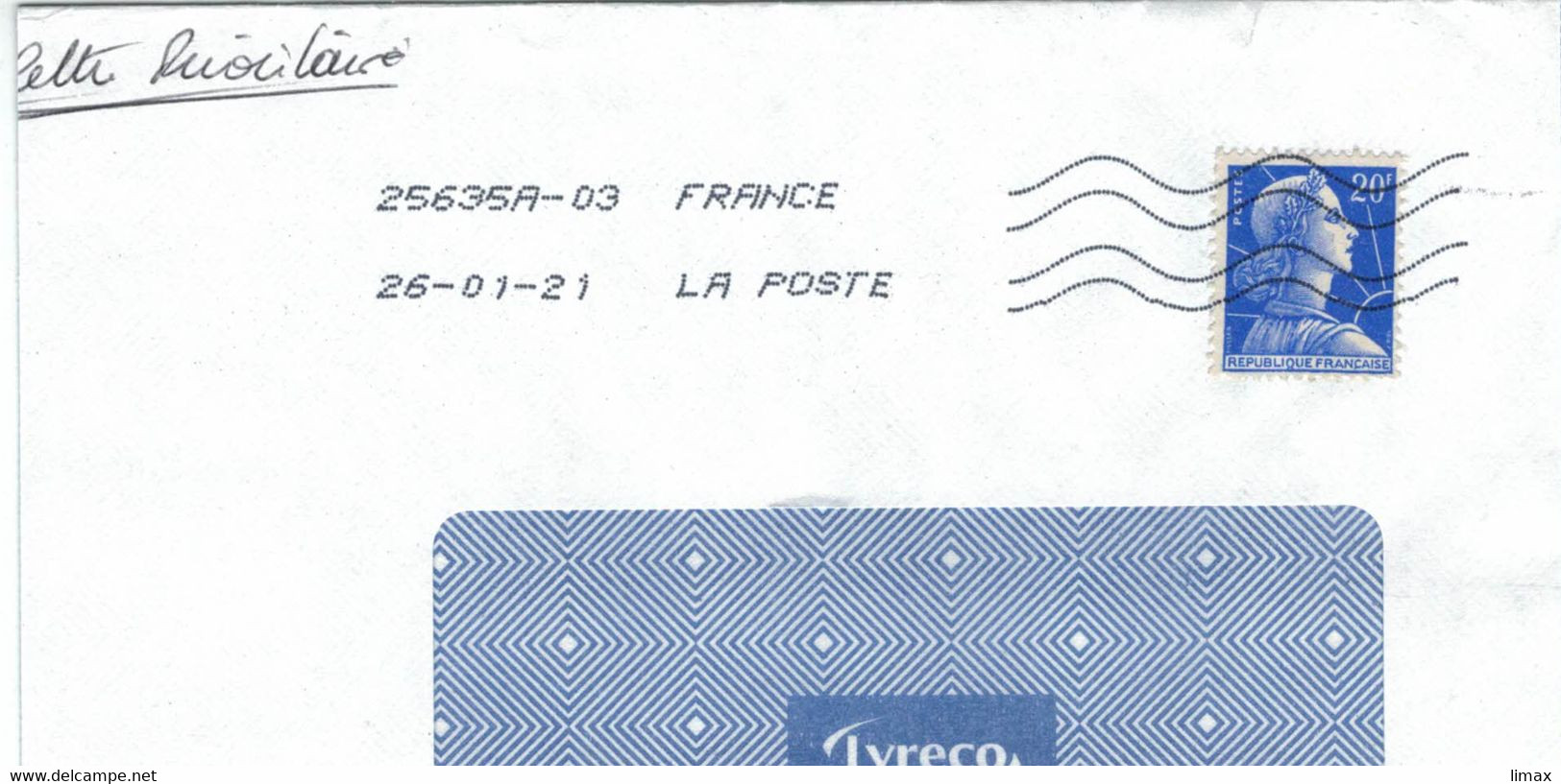 25635 20 F Marianne De Muller Blue 2021 Blau - Storia Postale