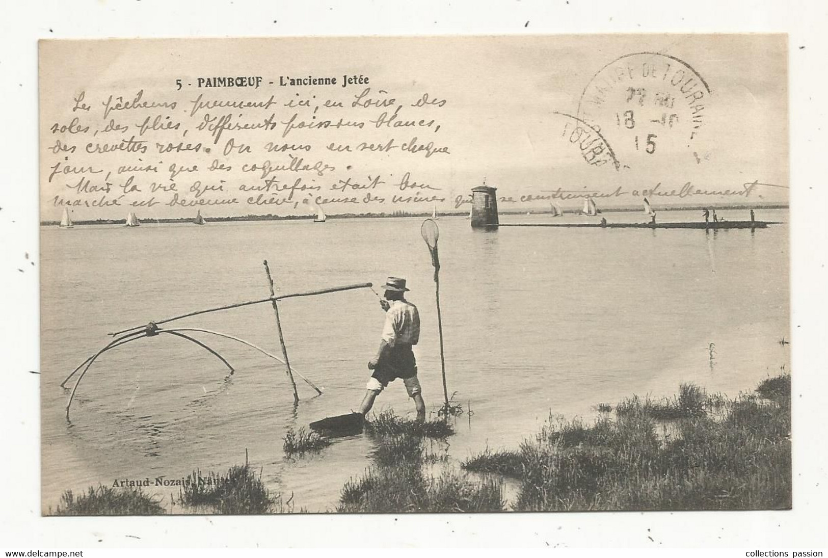 JC, Cp , 44 , PAIMBOEUF , L'ancienne Jetée , écrite 1915 ,pêche , Pêcheur - Paimboeuf