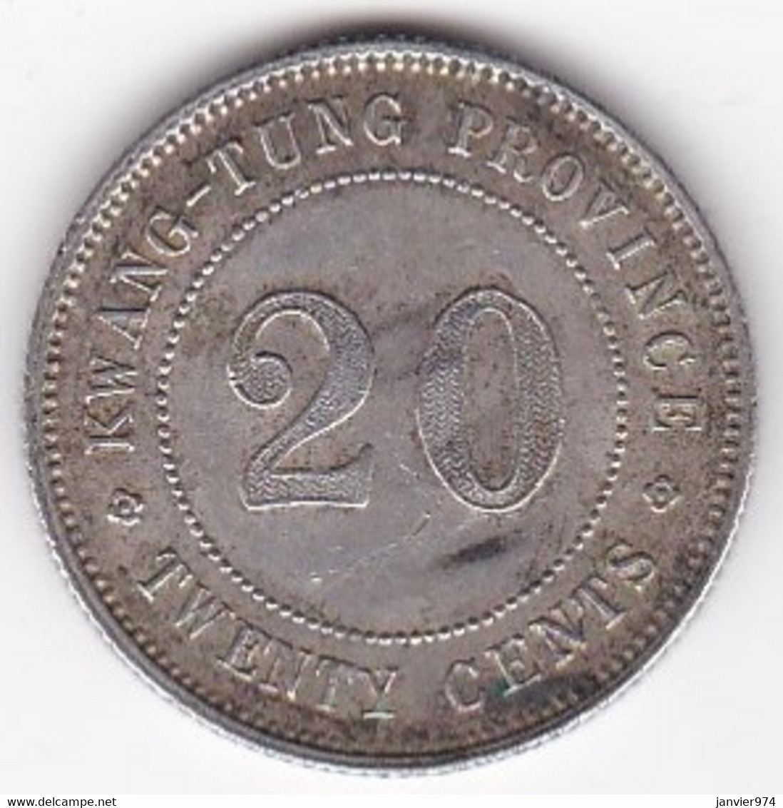 Chine Kwangtung Province. 20 Cents Year 9 - 1920 , En Argent. Y# 423 - Chine