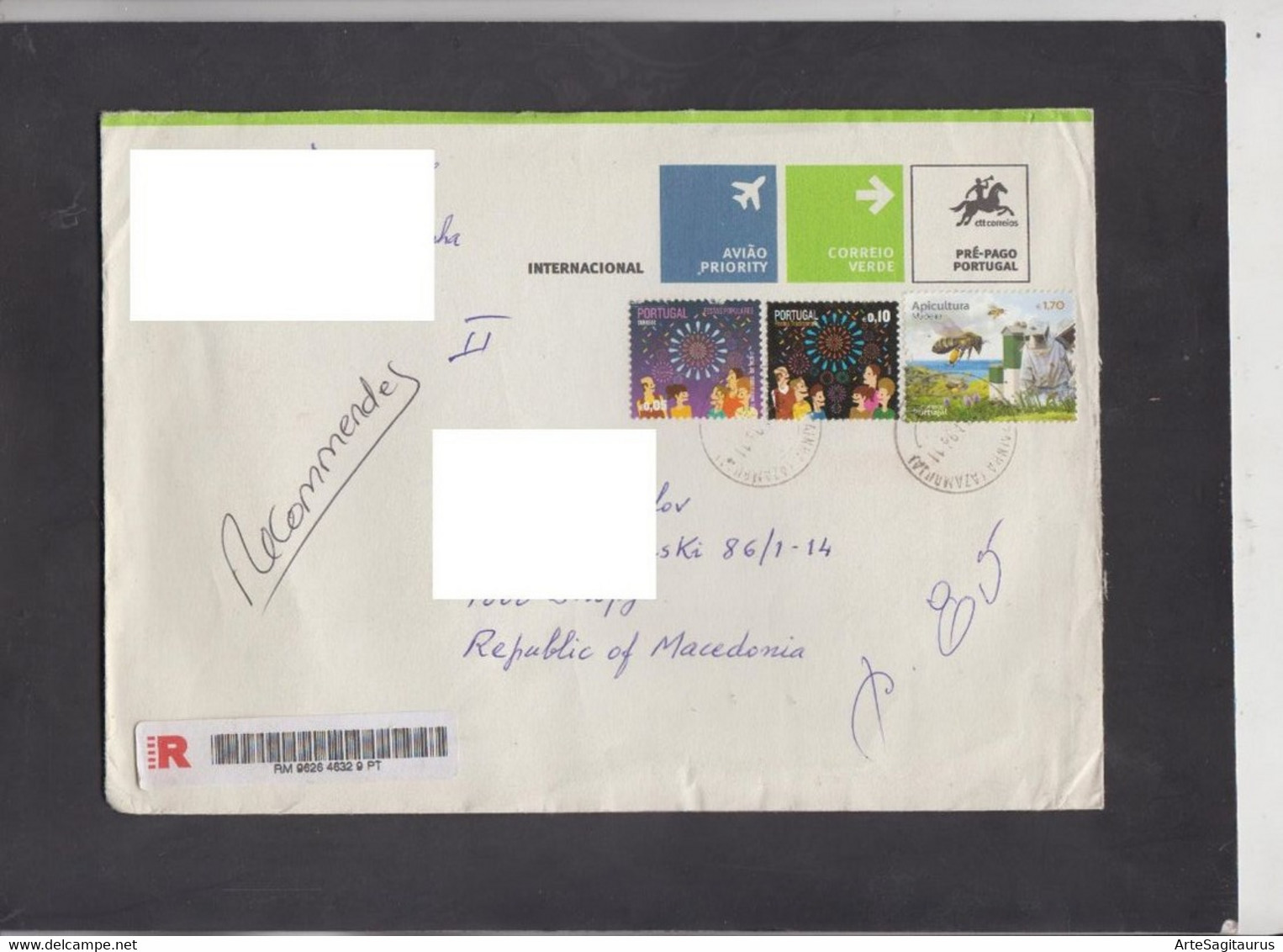 PORTUGAL, R-COVER, Pre-Paid, Bees, Republic Of Macedonia  (007) - Brieven En Documenten