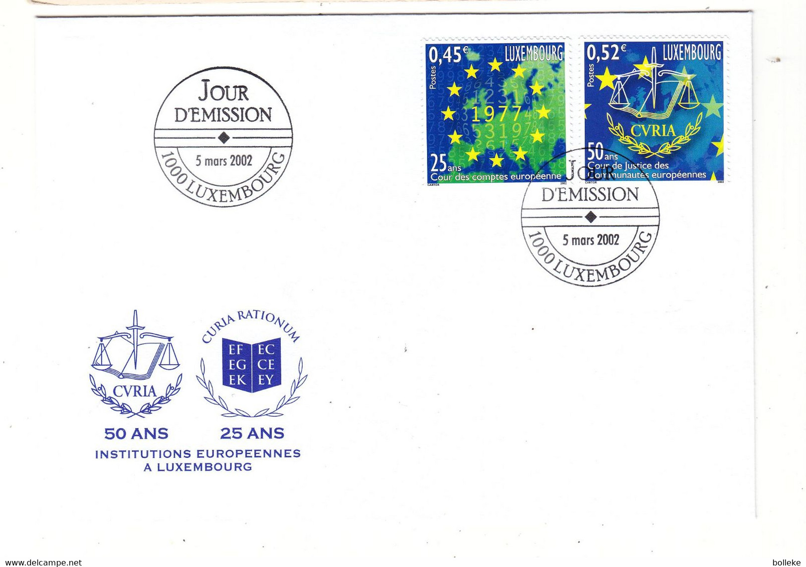 Luxembourg - Lettre De 2002 - Oblit Luxembourg - Idées Européennes - - Briefe U. Dokumente