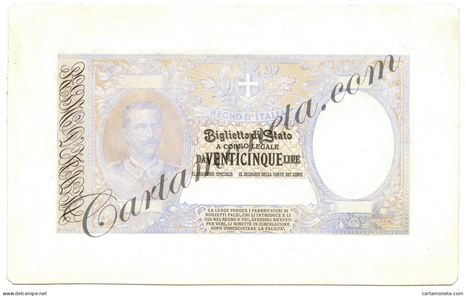 25 LIRE PROOF CARTONCINO BIGLIETTO STATO EFFIGE V. EMANUELE III 23/03/1902 SUP - Regno D'Italia – Other