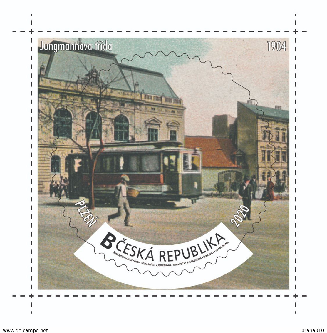 Czech Rep. / My Own Stamps (2020) 1016: City Plzen (1295-2020) - Pilsen (1904) Jungmann Avenue, Tram - Ungebraucht