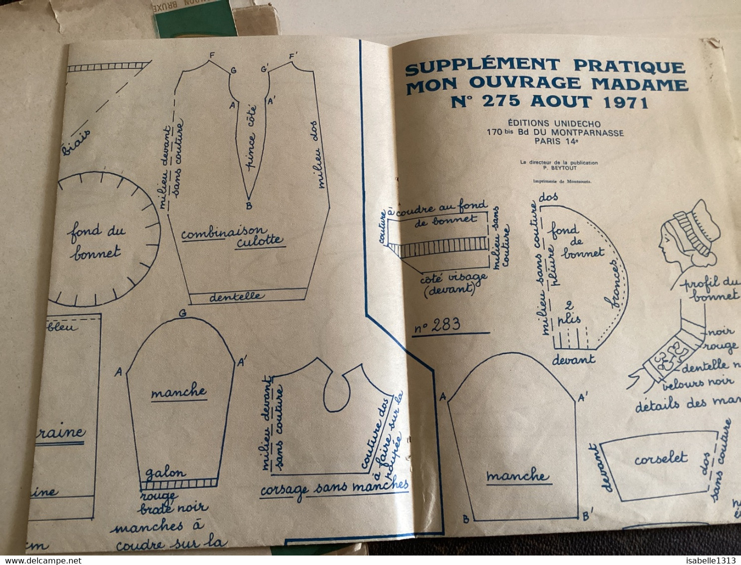 Ancien Patron  Véritable  Patron  Français Mode Parisienne Supplément Patrique Mon Ouvrage Madame 1971 - Patterns