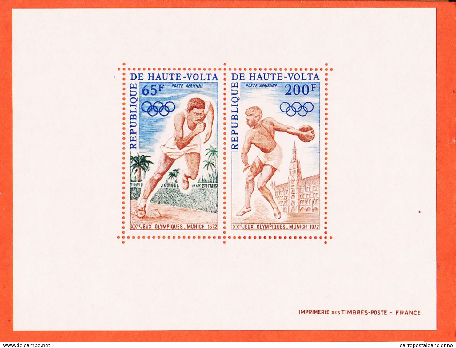 VaM191 ⭐ HAUTE-VOLTA Feuillet Bloc 2 Timbres Yvert Tellier Y-T P.A N° 5 XXe Jeux Olympiques MUNICH 1972 Luxe MNH** - Upper Volta (1958-1984)