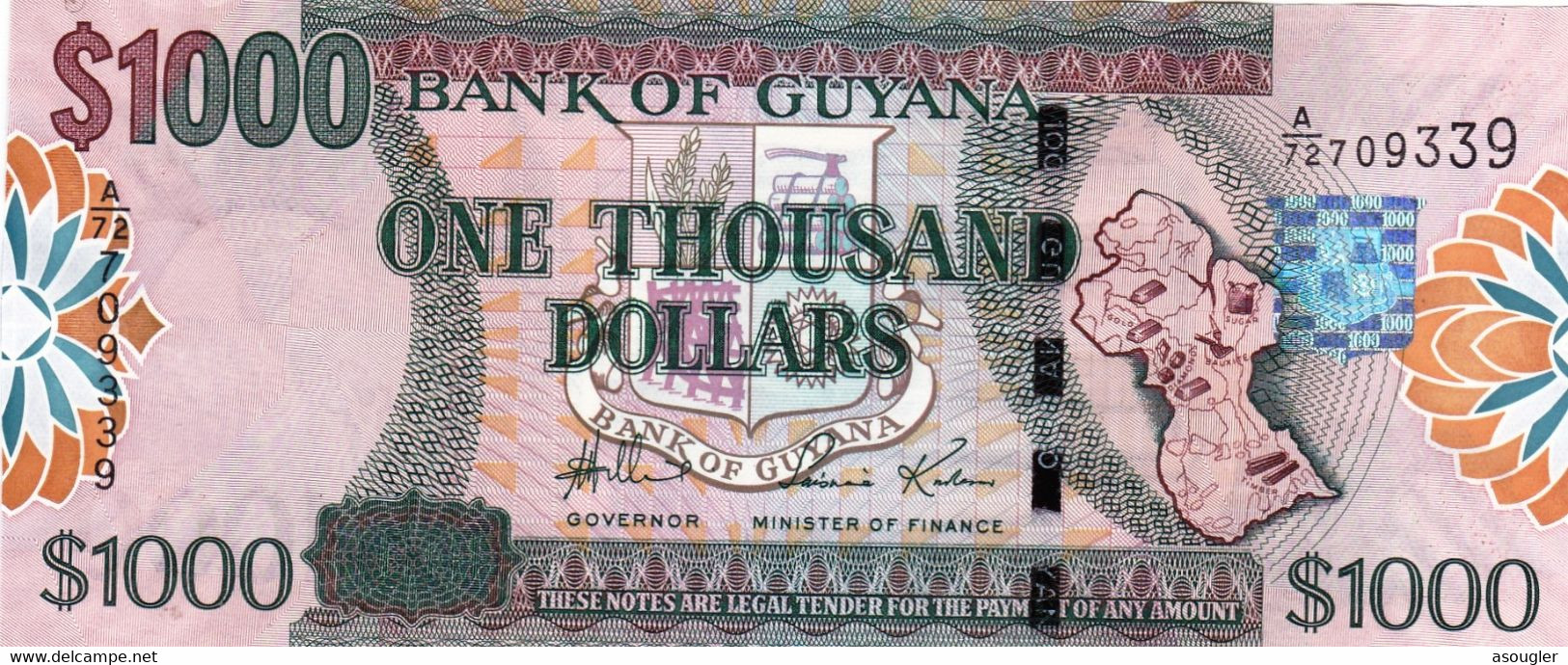 GUYANA 1000 DOLLARS  ND 2000 P35 UNC "free Shiping Via Registered Air Mail" - Guyana