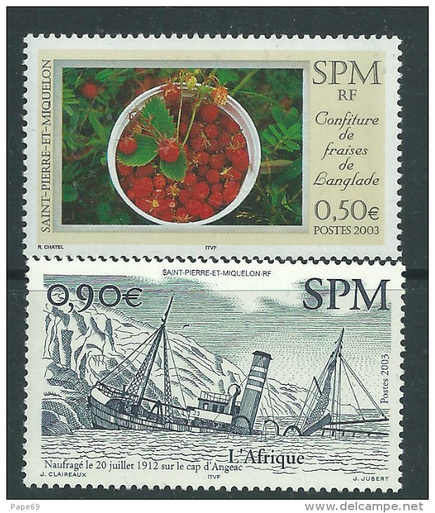 St Pierre Et Miquelon N° 806 / 07  XX  Bateau Et Confiture De Fraises, Les 2 Valeurs Sans Charnière,TB - Used Stamps