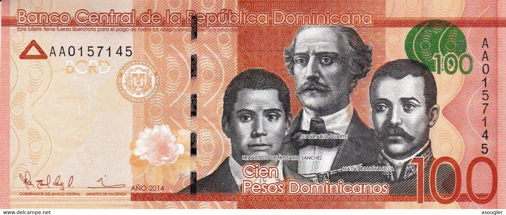 Dominican Republic 100 Pesos 2014 UNC P-190 "free Shipping Via Registered Air Mail" - Dominicaine