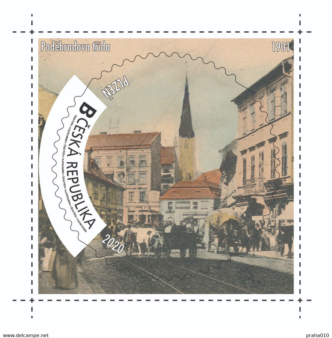 Czech Rep. / My Own Stamps (2020) 1026: City Plzen (1295-2020) - Pilsen (1901) Podebradova Avenue - Unused Stamps