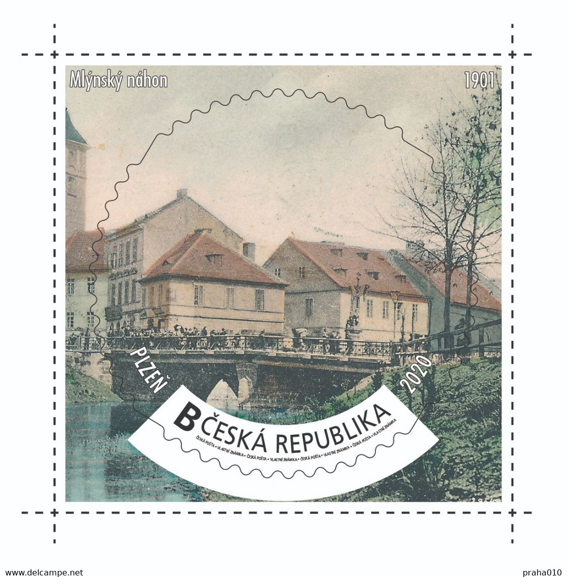 Czech Rep. / My Own Stamps (2020) 1027: City Plzen (1295-2020) - Pilsen (1901) Millrace - Neufs