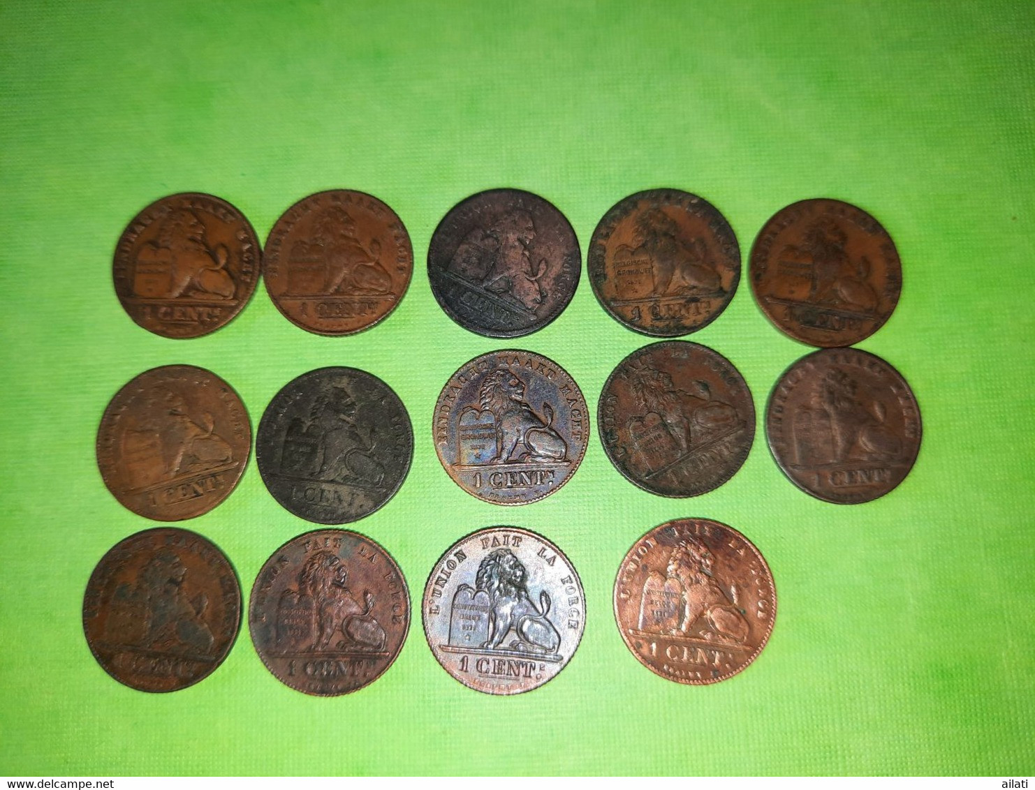 Lot De 14 Pièces  1 Centime Belges - Collections