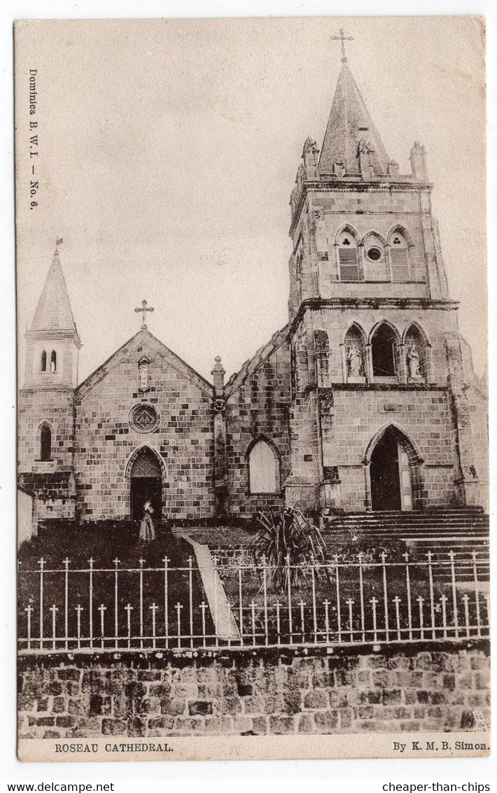 DOMINICA, B.W.I. - Roseau Cathedral - Simon No. 6 - Undivided Back - Dominique