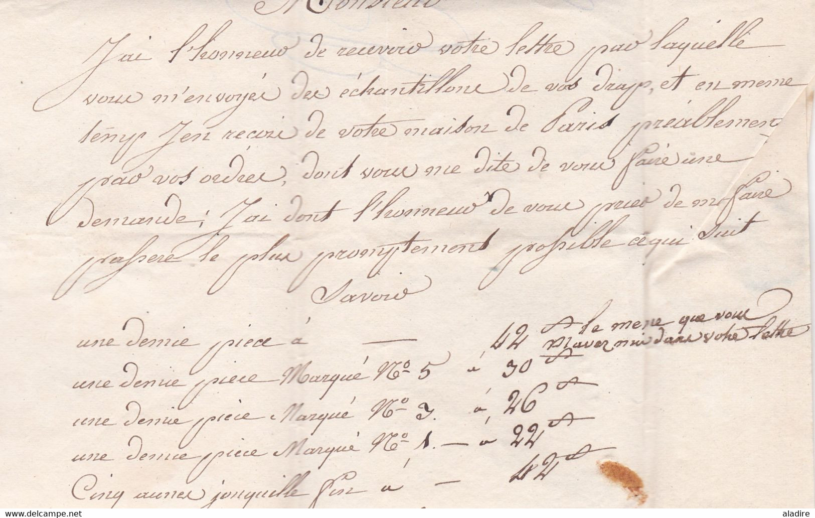 1824 - Marque Postale P 24 P BESANCON, Doubs Sur Lettre Pliée Avec Corresp Vers Sedan , Ardennes - Port Payé - 1801-1848: Précurseurs XIX