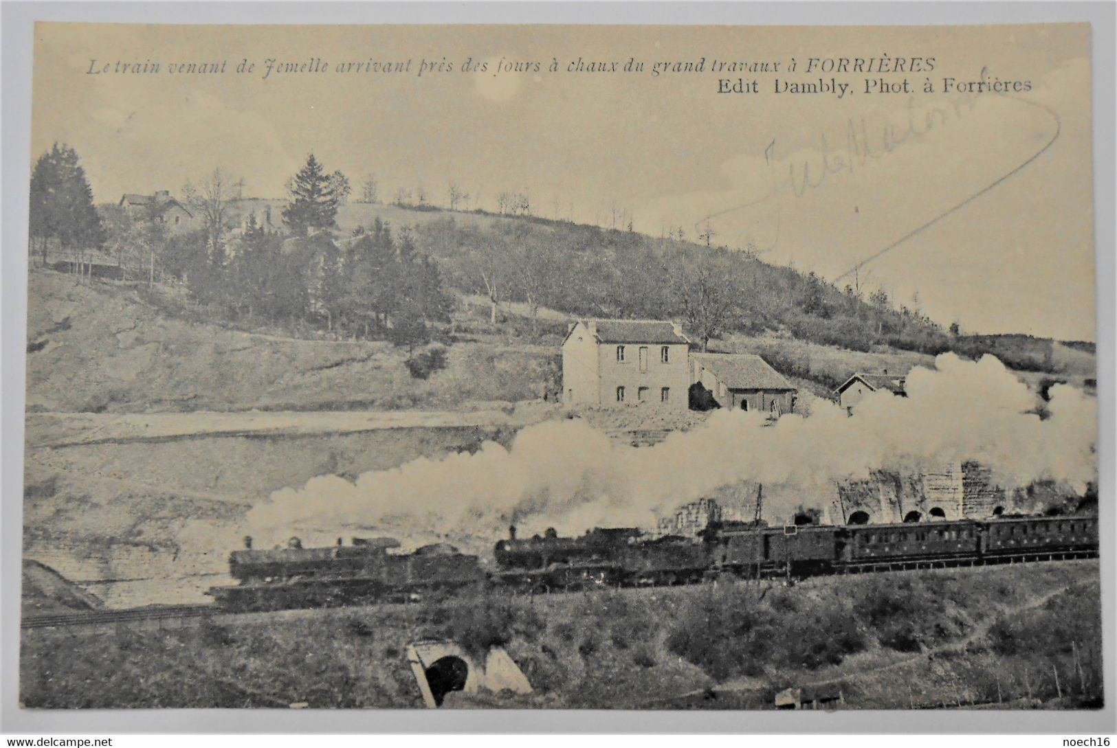 CPA 1909 Forrières, Nassogne. Train Venant De Jemelle Arrivant Près Des Fours à Chaux. - Nassogne