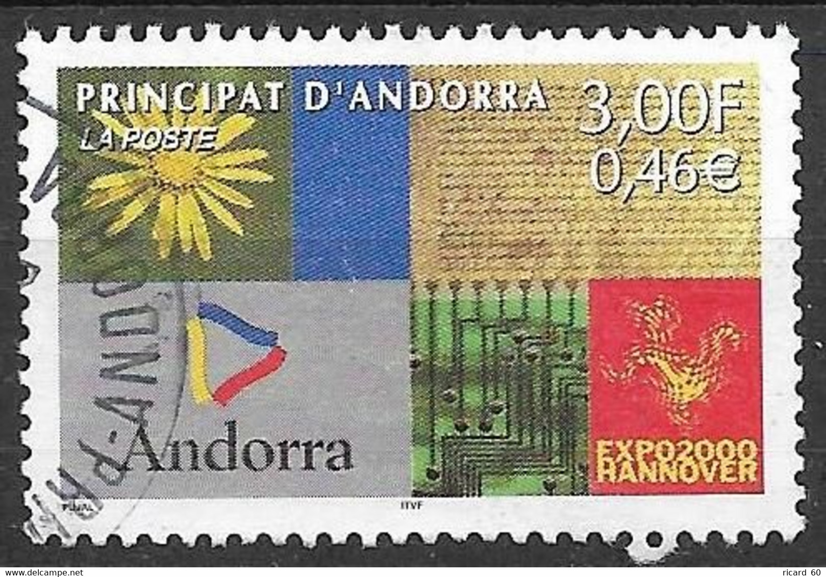 Timbres Oblitérés D'Andorre  , 2000, N° 536 YT, Exposition Universelle à Hanovre - Oblitérés