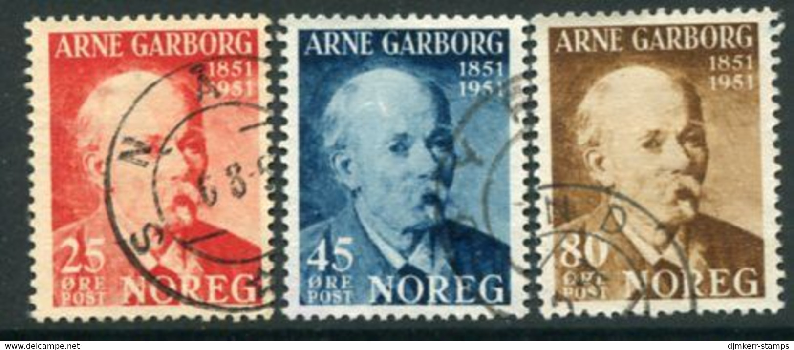 NORWAY 1951 Garborg Birth Centenary Used.  Michel 369-71 - Oblitérés