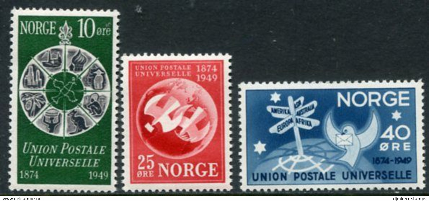 NORWAY 1949 75th Anniversary Of UPU MNH / **.  Michel 344-46 - Unused Stamps