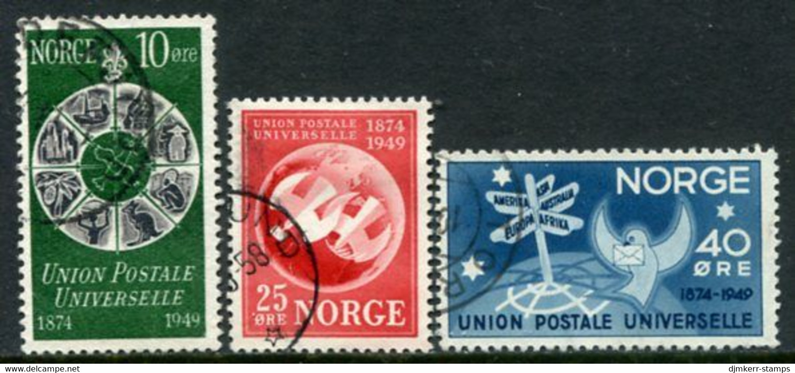 NORWAY 1949 75th Anniversary Of UPU Used.  Michel 344-46 - Gebruikt