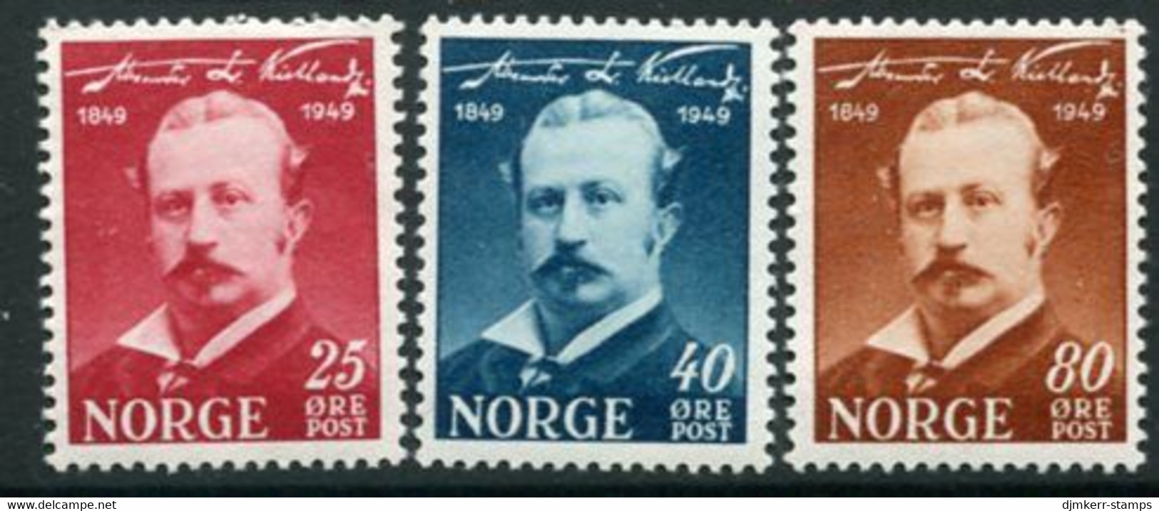 NORWAY 1949 Kielland Birth Centenary MNH / **.  Michel 340-42 - Ongebruikt