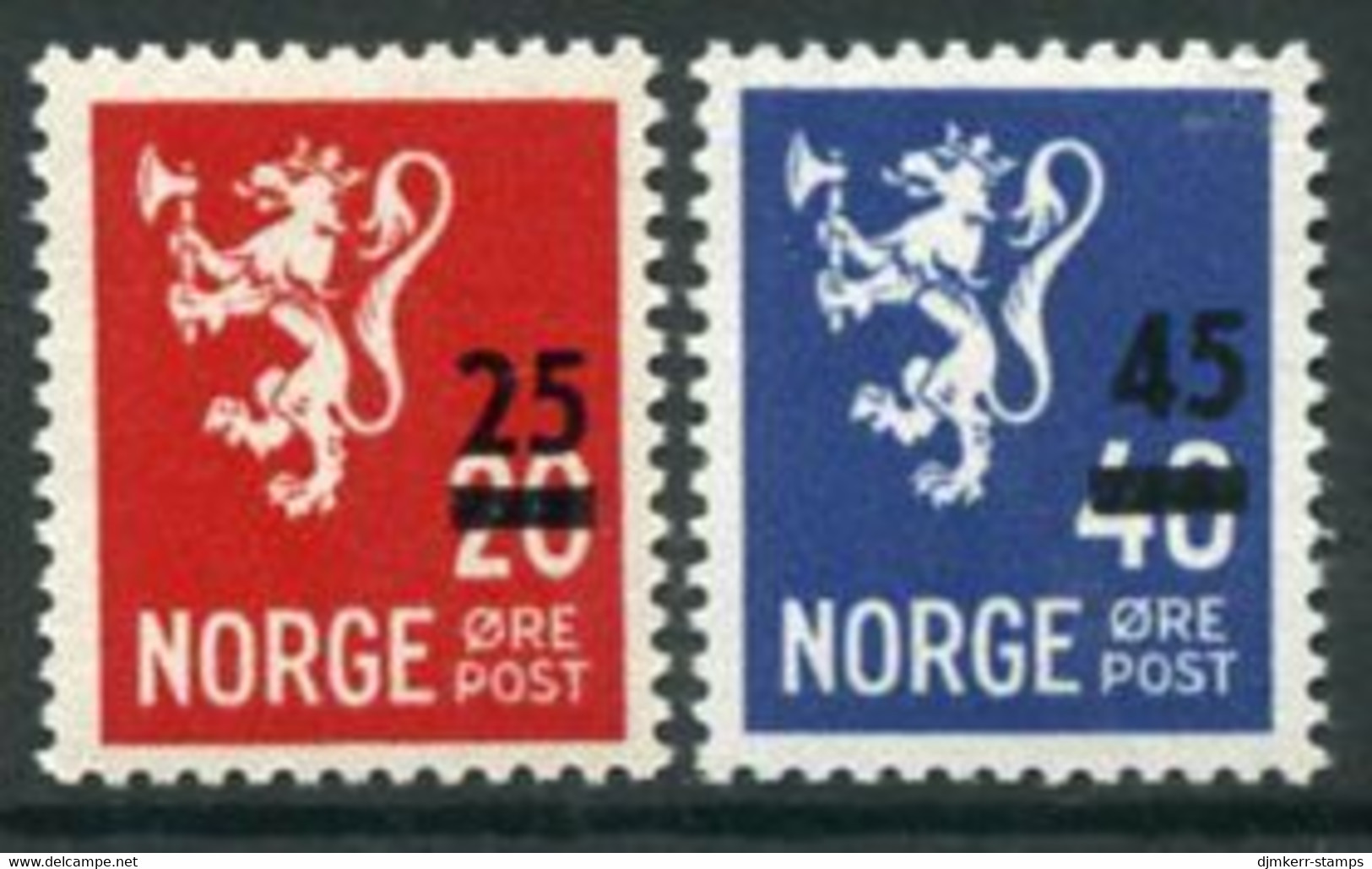 NORWAY 1949 Surcharges 25, 45 Øre MNH / **.  Michel 339, 347 - Unused Stamps