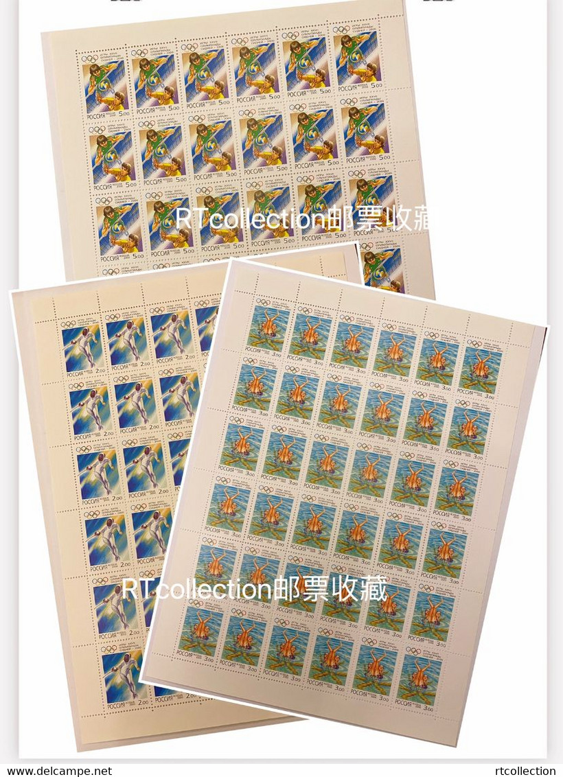 Russia 2000 Sheet 27th Summer Olympic Games Sydney Sports Fencing Synchronous Swimming Volleyball Stamps MNH Mi 842-844 - Fogli Completi