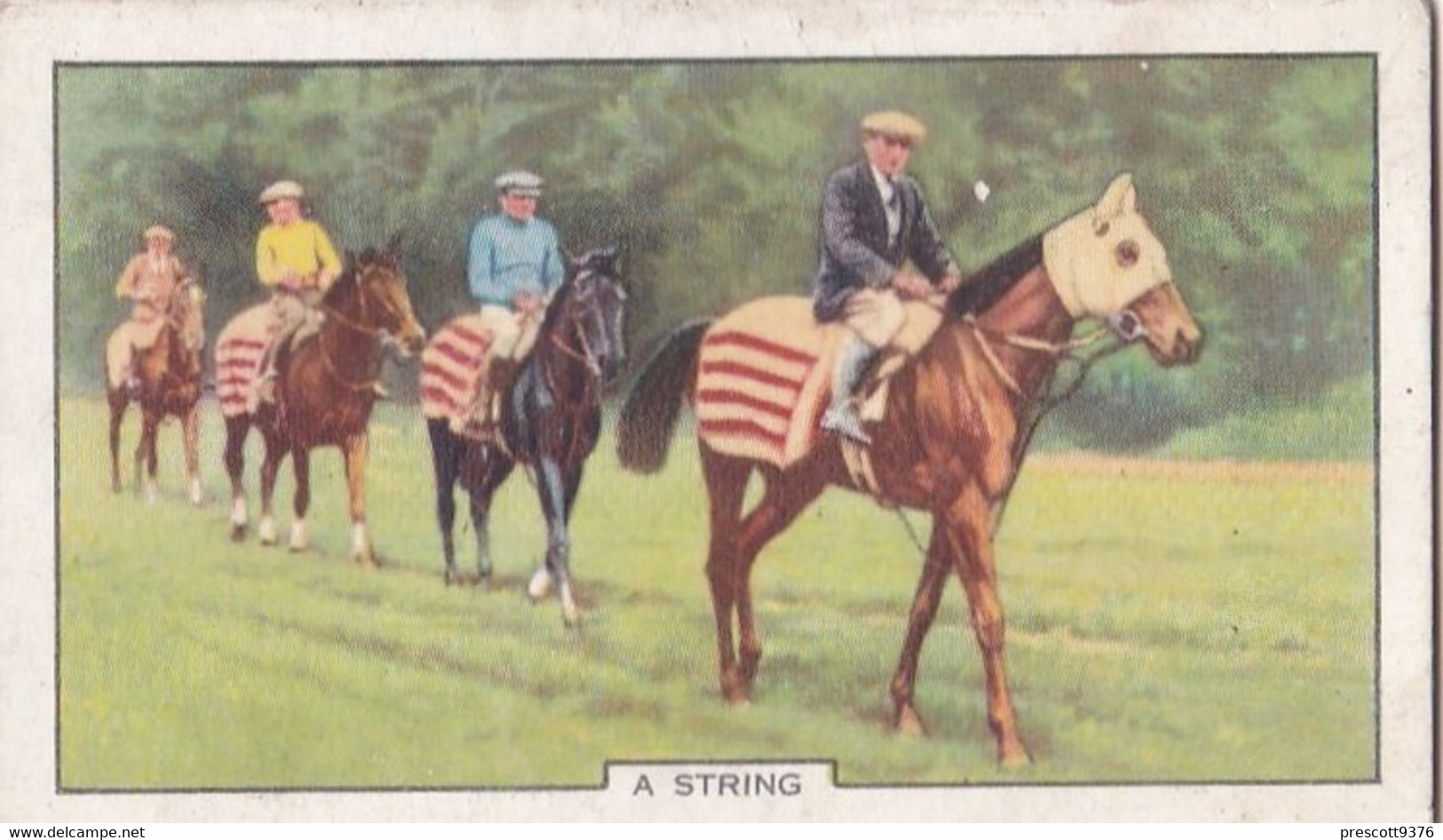 Racing Scenes 1938 - 6 A String Of Horses  - Gallaher Cigarette Card - Original - Horses - Gallaher